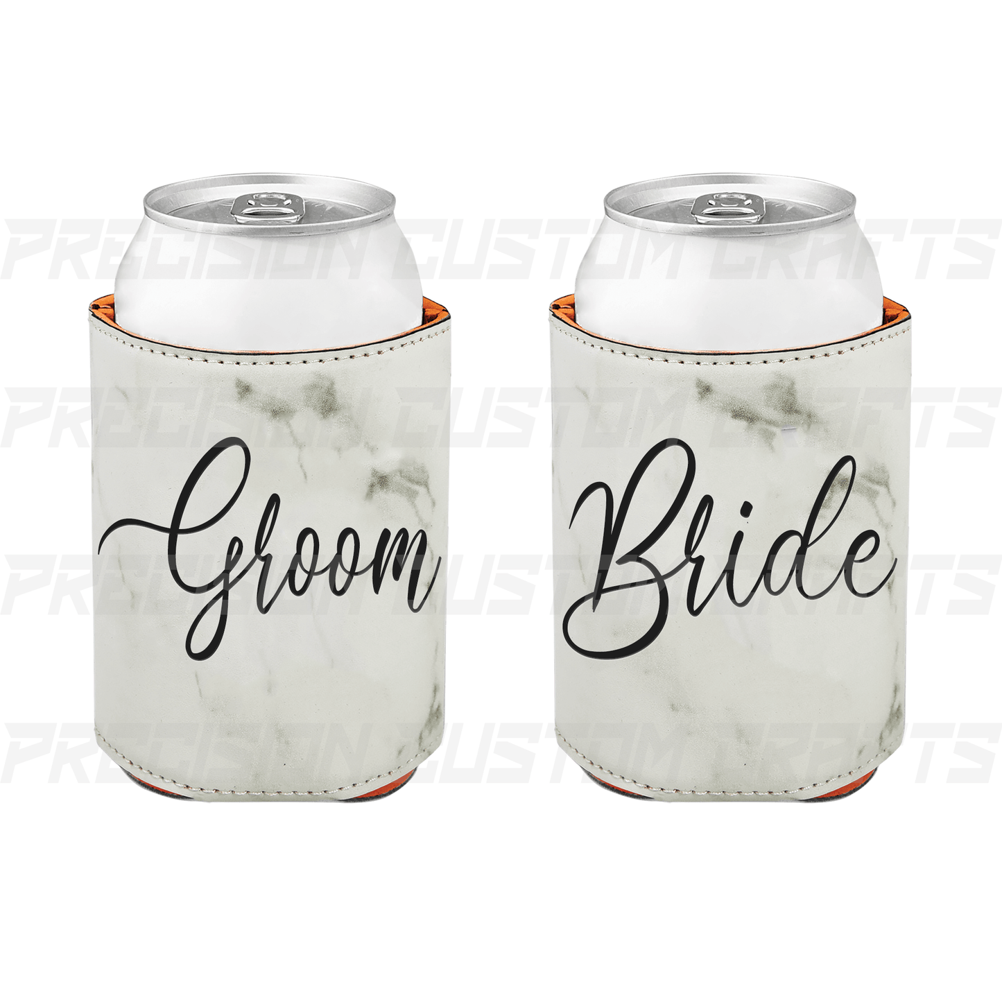 Bride & Groom Leatherette Beverage Holder - Precision Custom Crafts