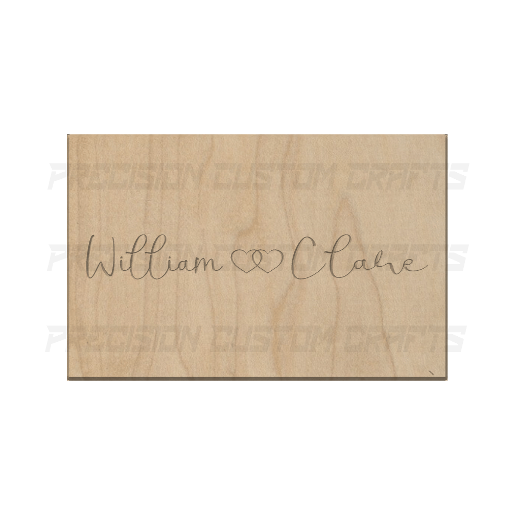 First Names w/2 Hearts Carved Wood Sign - Precision Custom Crafts