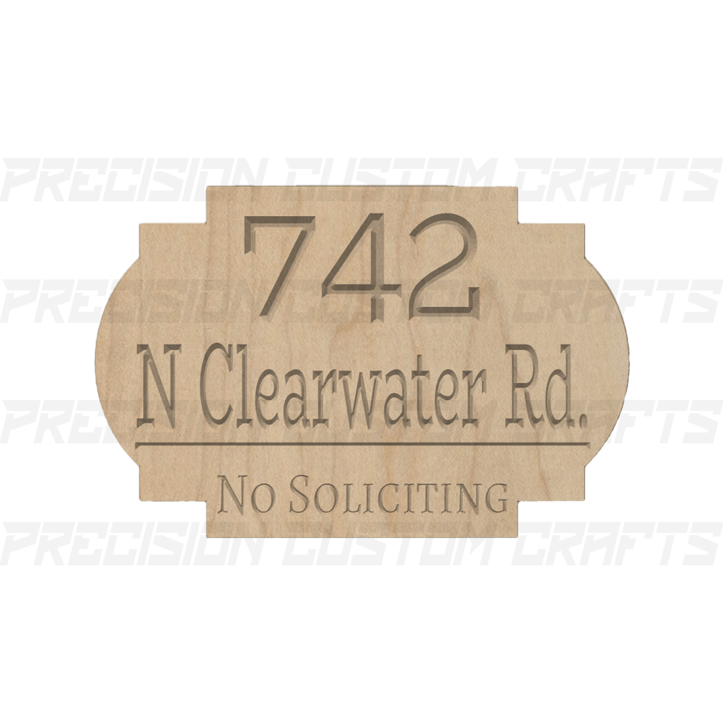 Address - No Soliciting Carved Wood Sign - Precision Custom Crafts