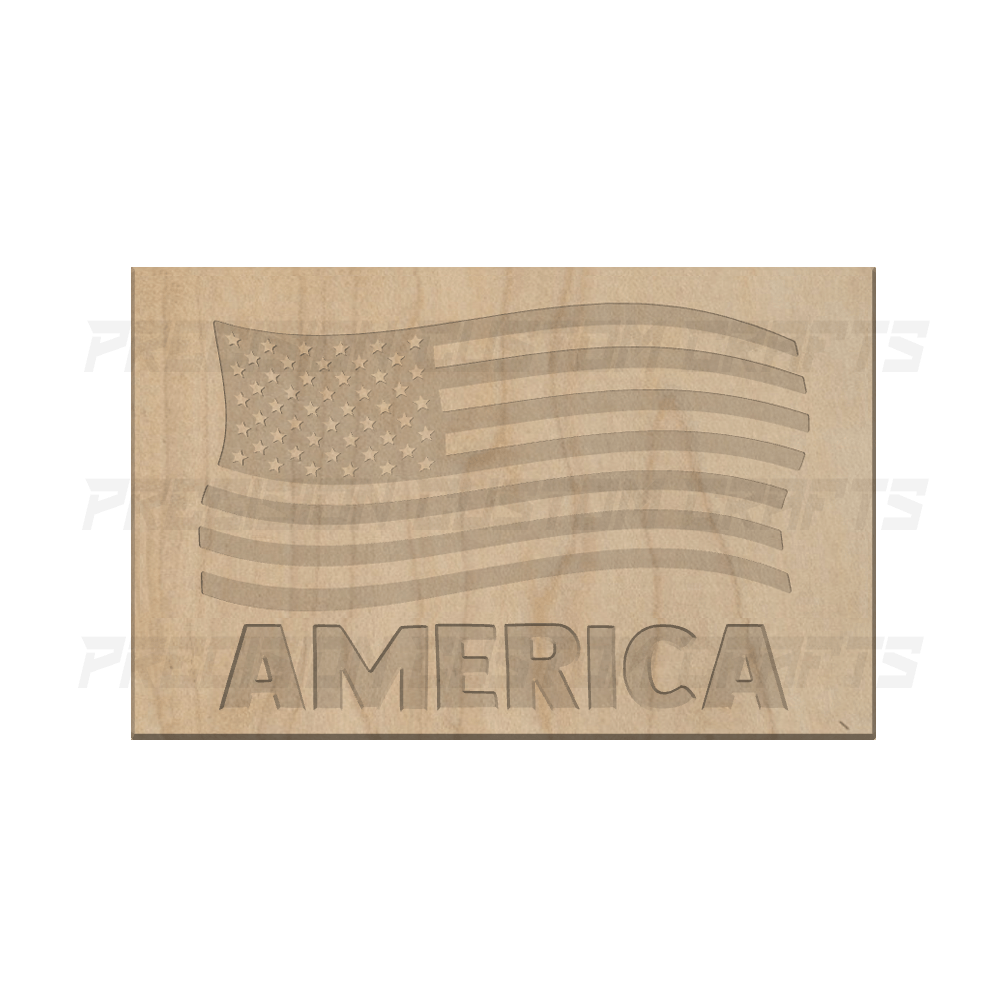 America w/Flag Carved Wood Sign - Precision Custom Crafts