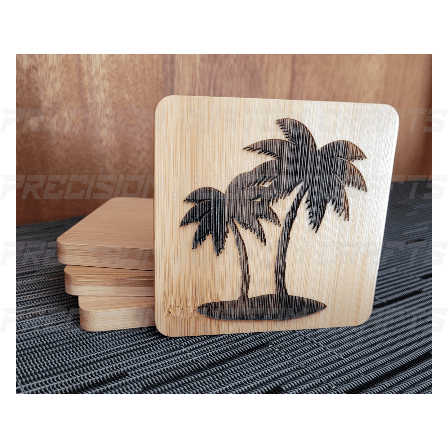 Bamboo Coaster Square (4 Pack) - Precision Custom Crafts