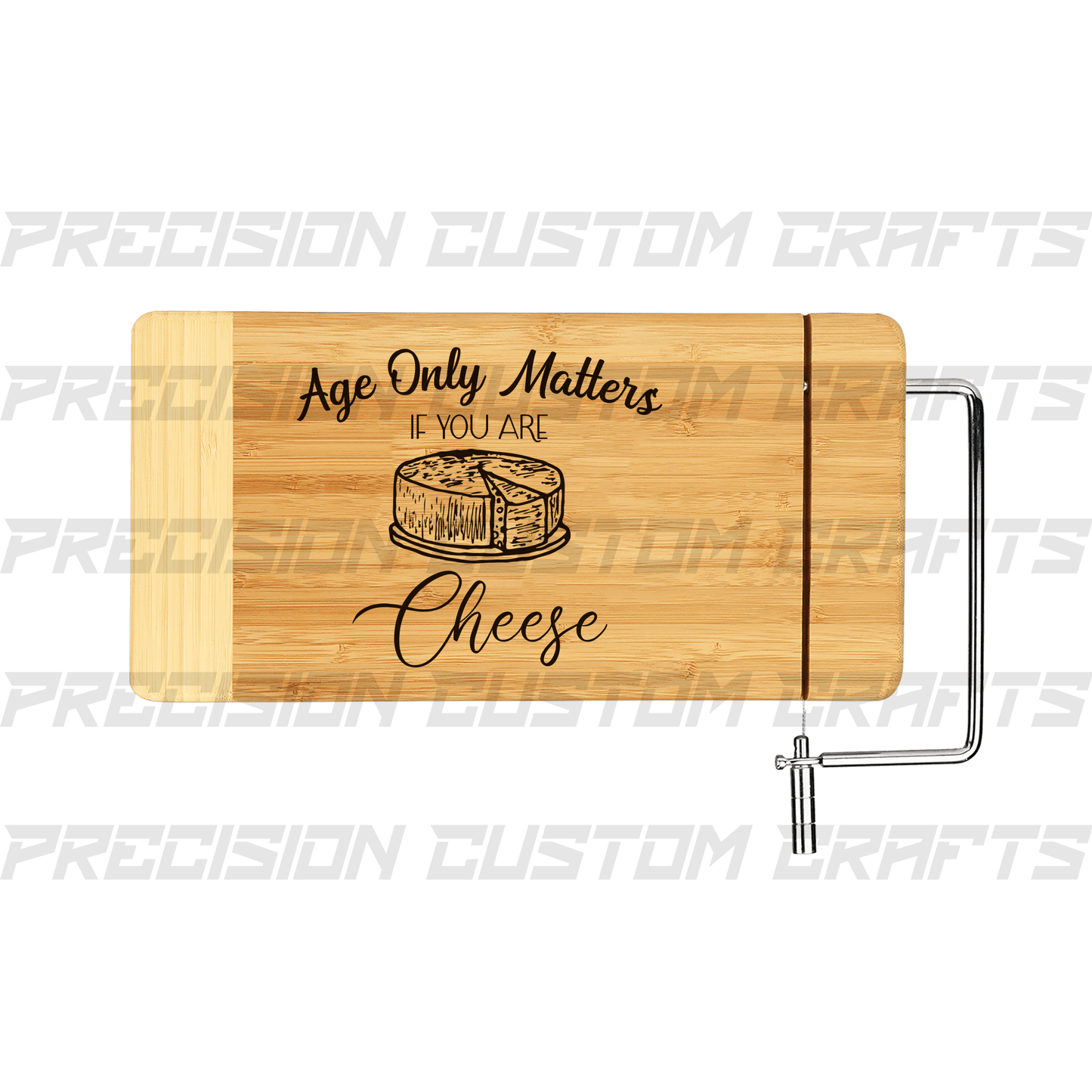 Bamboo Cutting Board with Metal Cheese Cutter - Precision Custom Crafts