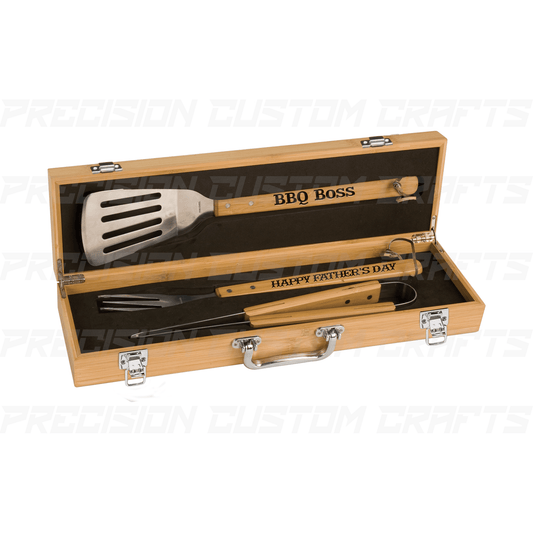 BBQ Set - Bamboo Case - Precision Custom Crafts