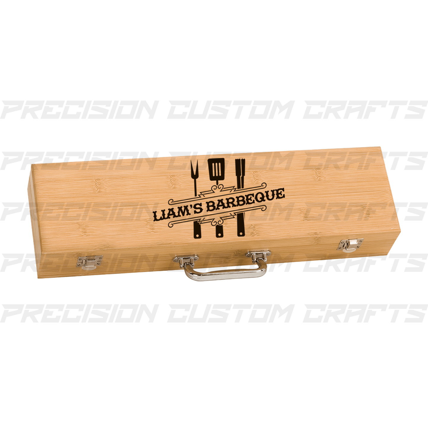 BBQ Set - Bamboo Case - Precision Custom Crafts