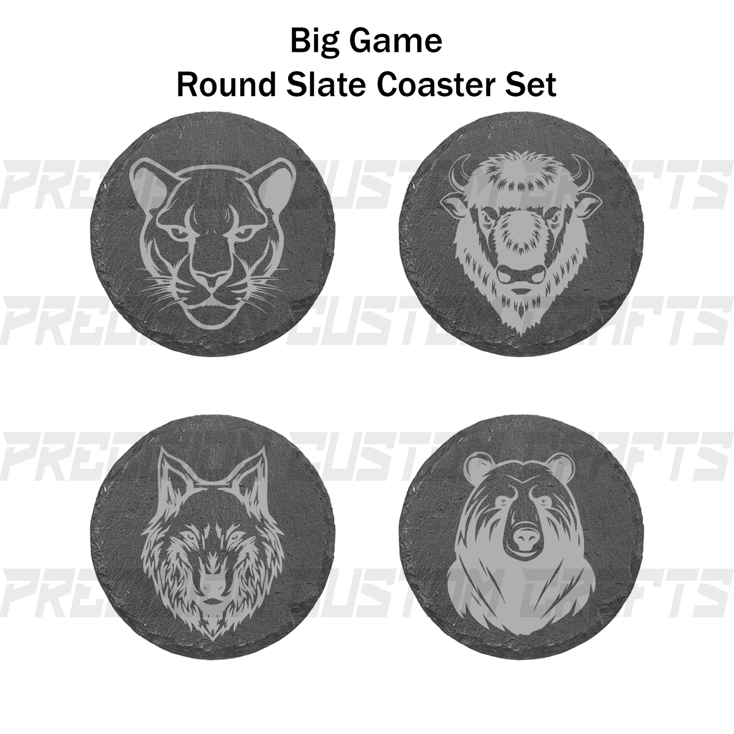 Big Game Hunter Coaster Set Bamboo or Slate (4 Pack) - Precision Custom Crafts