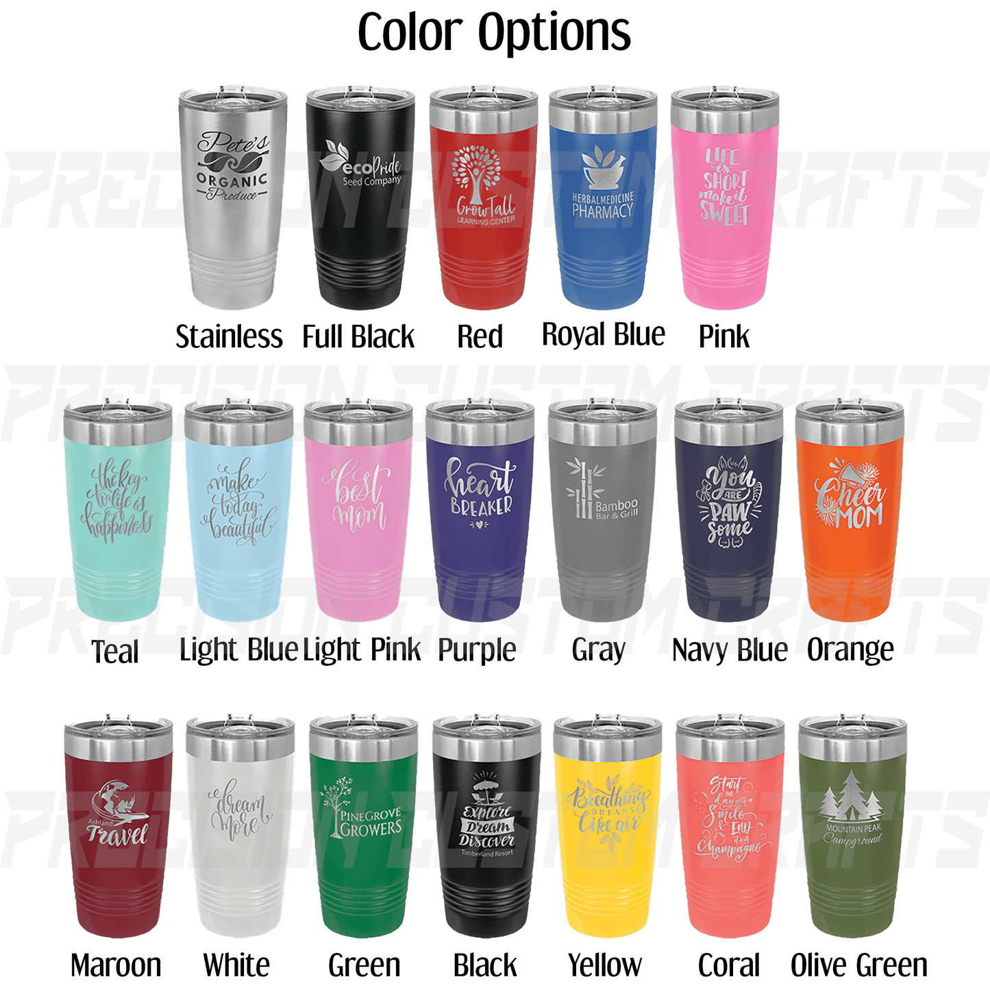 Bride/Maid of Honor/Bridesmaid Vertical Name Inverted Stainless Steel Tumbler 20oz - Precision Custom Crafts