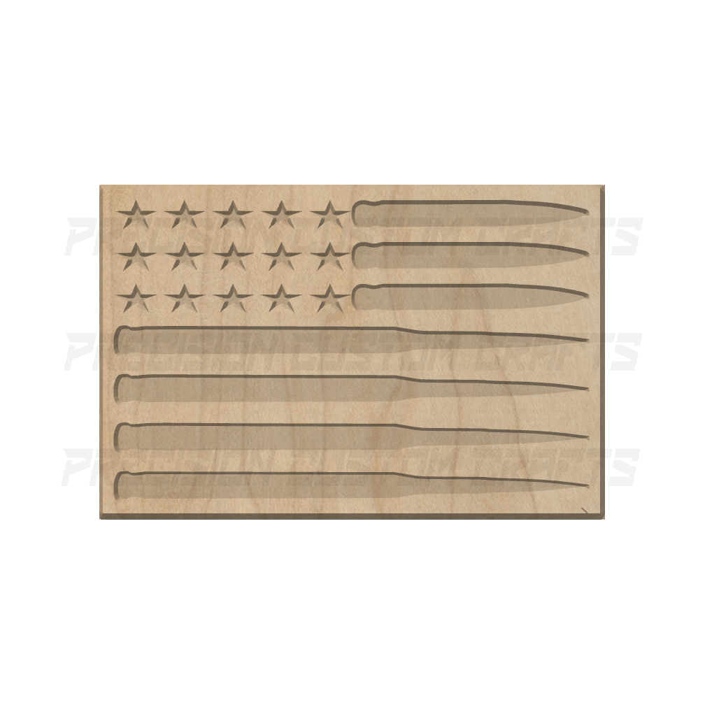 Bullet American Flag Carved Wood Sign - Precision Custom Crafts