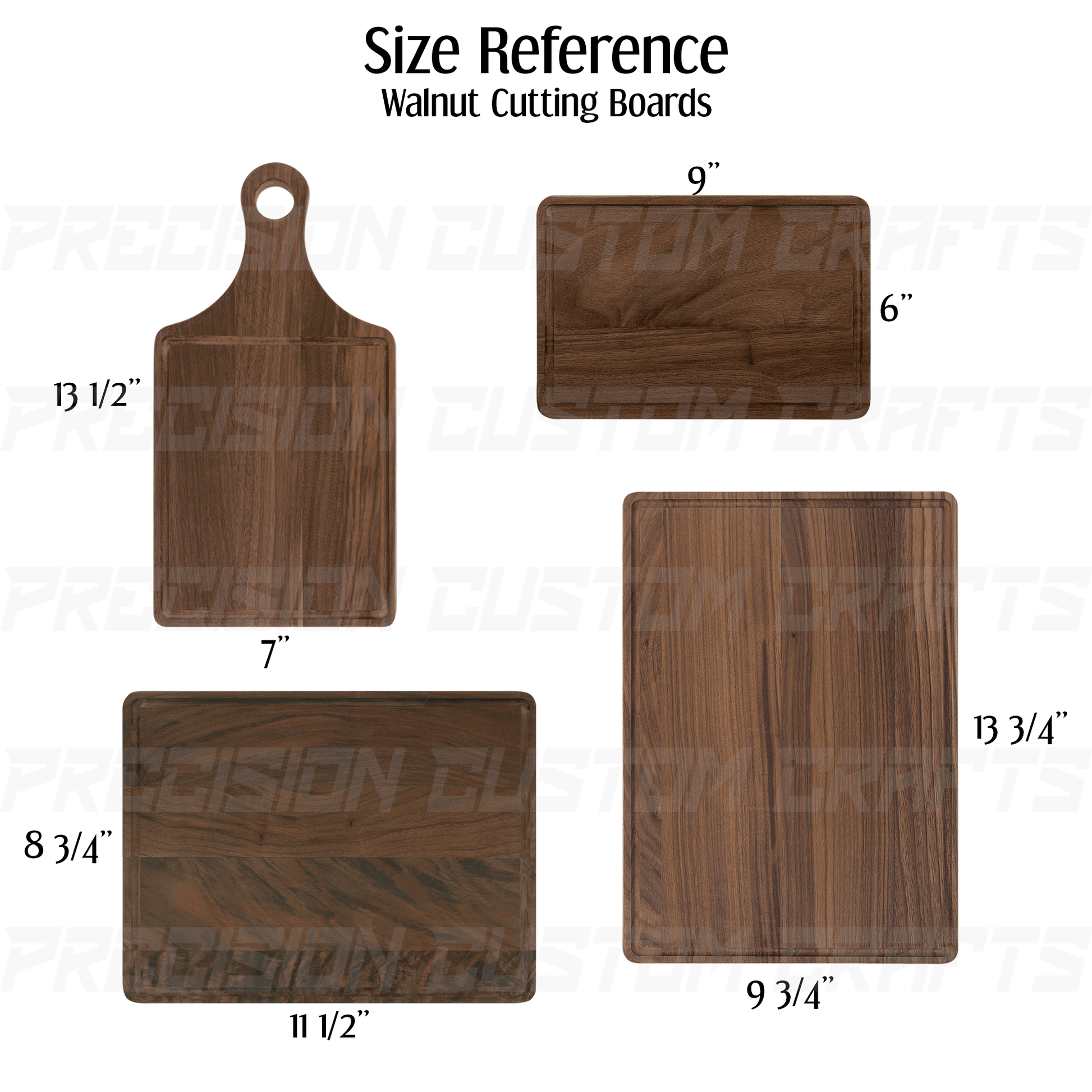 Cutting Boards Centered Image- Walnut, Maple and Bamboo - Precision Custom Crafts