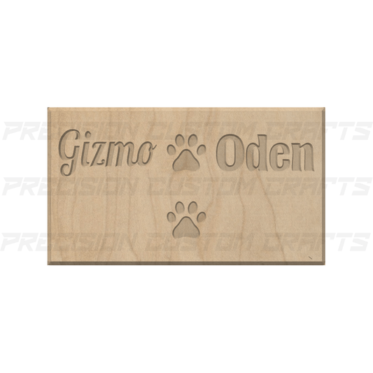 Double Leash Holder w/Pet Name Carved Wood Sign - Precision Custom Crafts