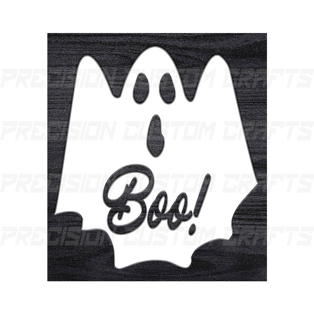 Ghost Boo! Carved Wood Sign - Precision Custom Crafts