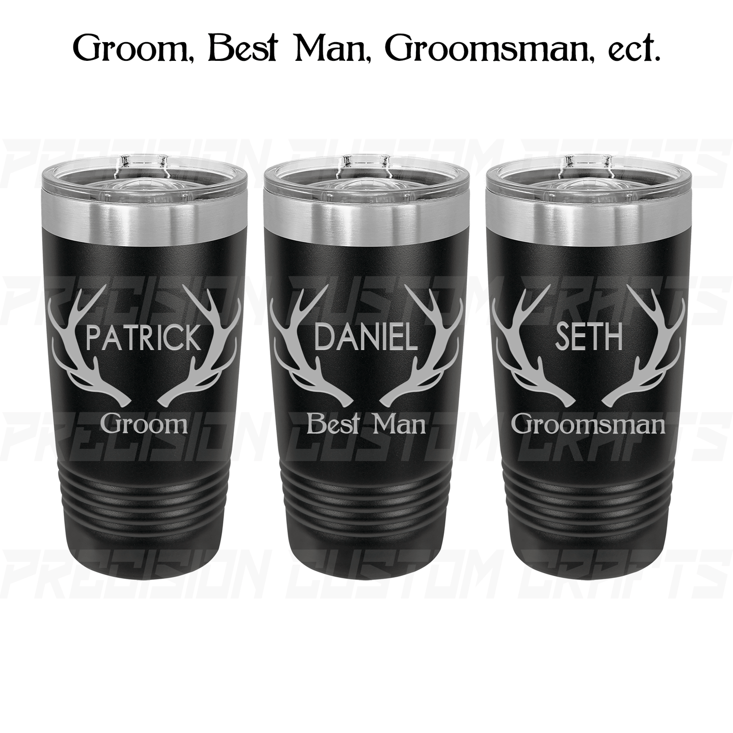 Groom/Best Man/Groomsman Antlers Stainless Steel Tumbler 20oz - Precision Custom Crafts