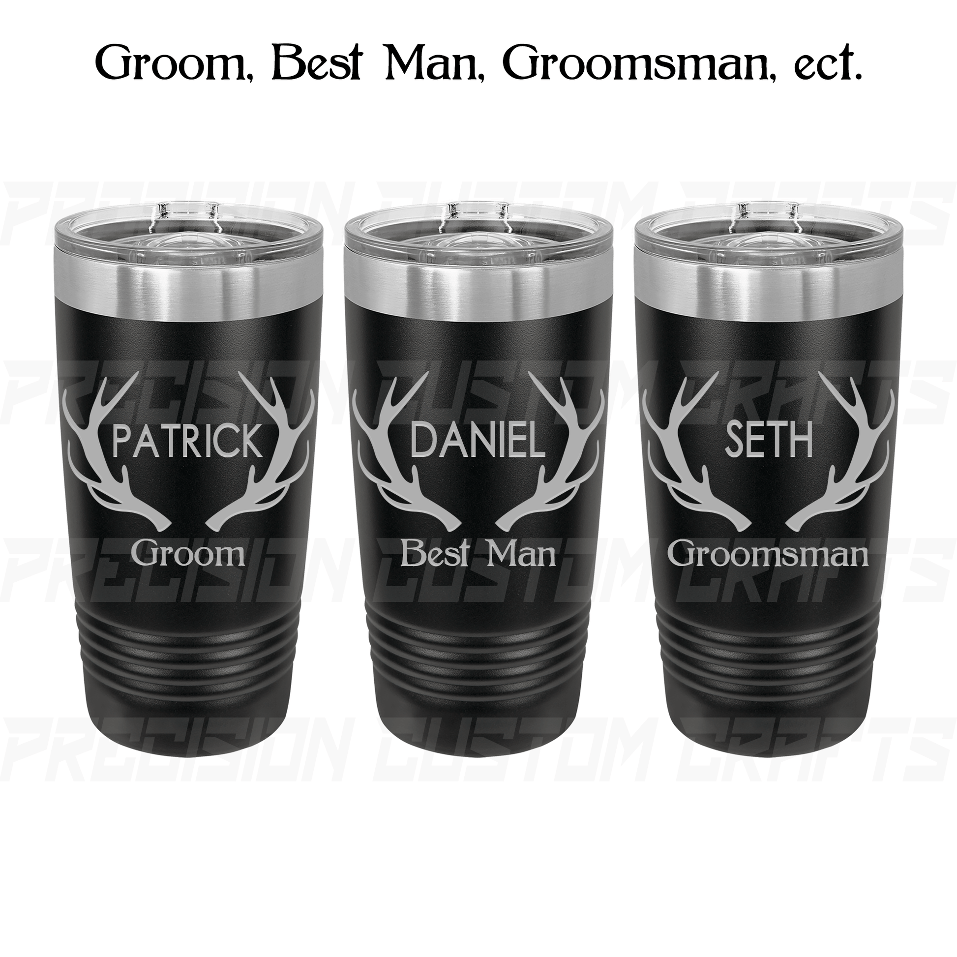 Groom/Best Man/Groomsman Antlers Stainless Steel Tumbler 20oz - Precision Custom Crafts