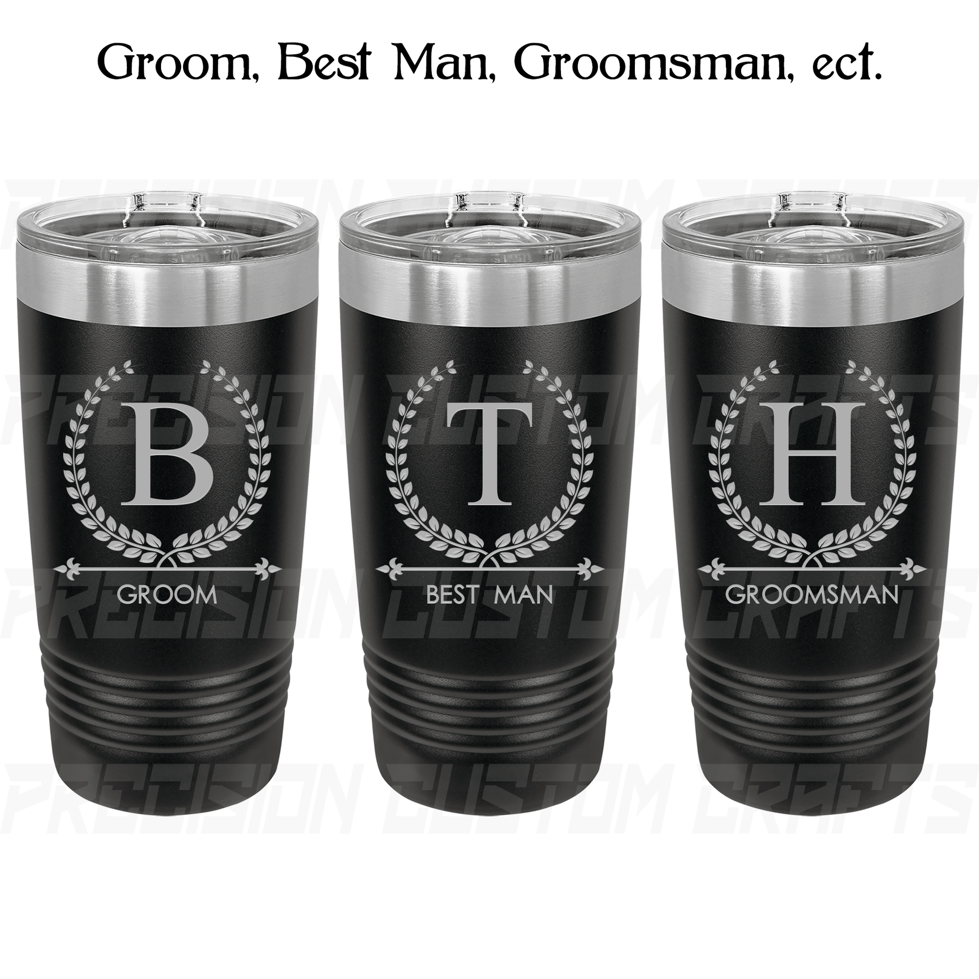 Groom/Best Man/Groomsman Leaf Circle Stainless Steel Tumbler 20oz - Precision Custom Crafts