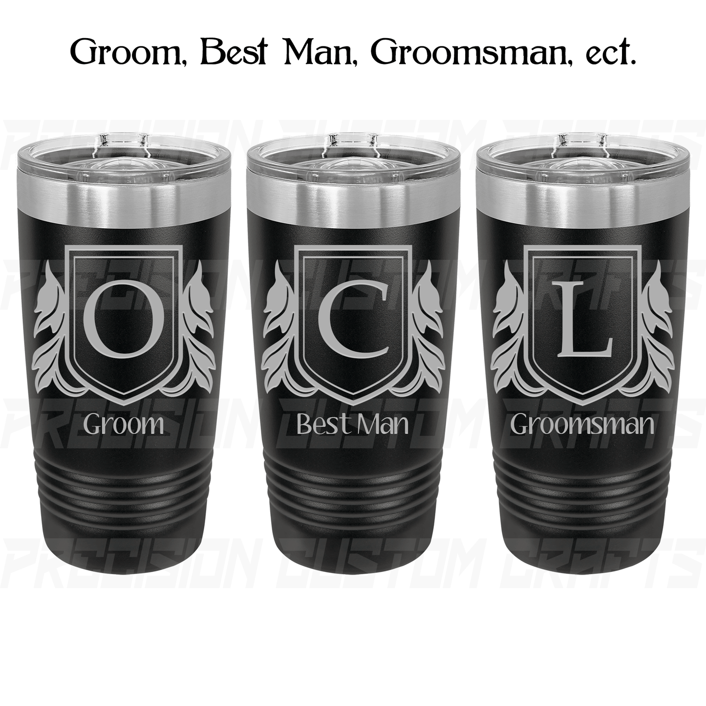 Groom/Best Man/Groomsman Shield Stainless Steel Tumbler 20oz - Precision Custom Crafts