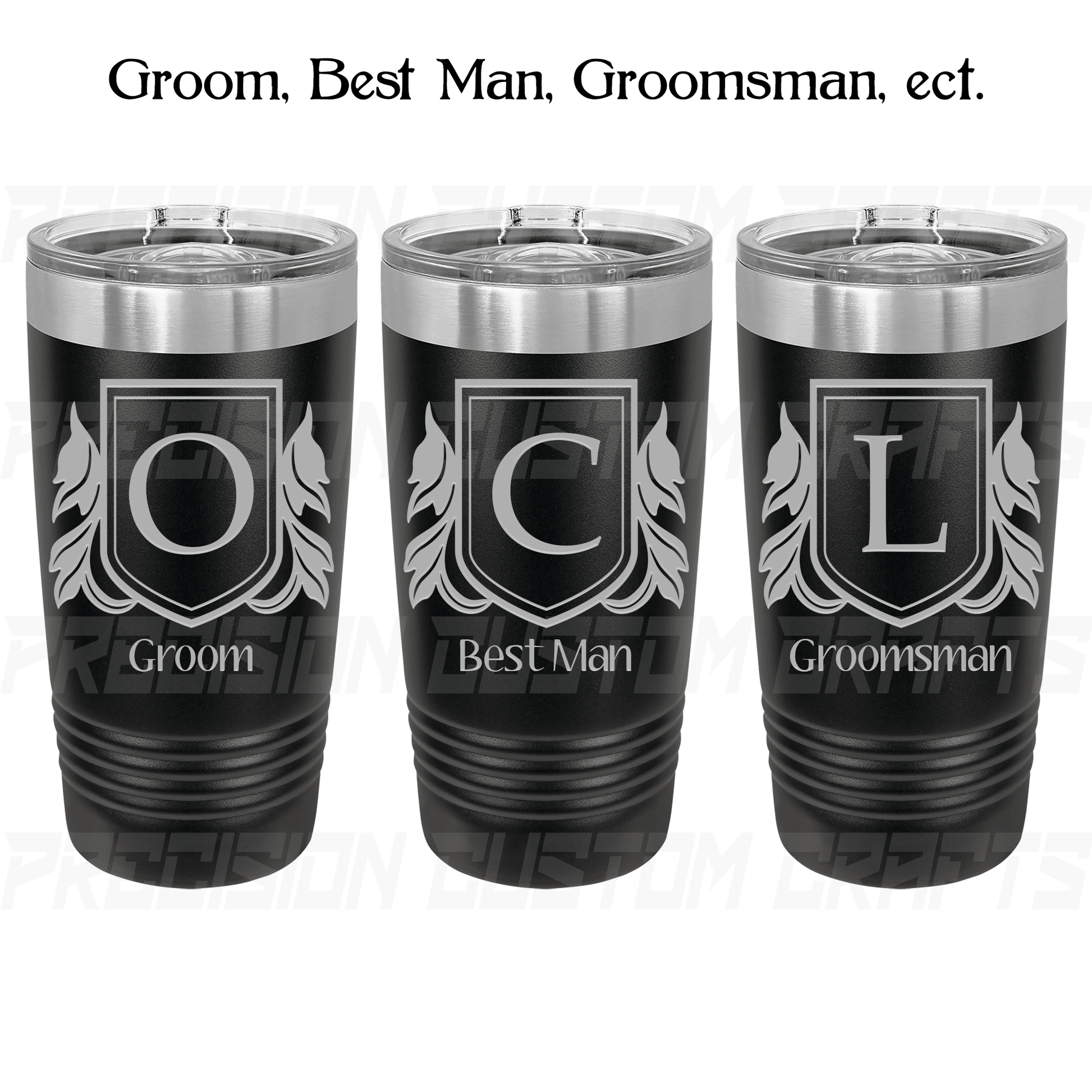 Groom/Best Man/Groomsman Shield Stainless Steel Tumbler 20oz - Precision Custom Crafts