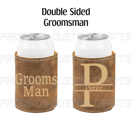 Groomsman Leatherette Beverage Holder - Precision Custom Crafts