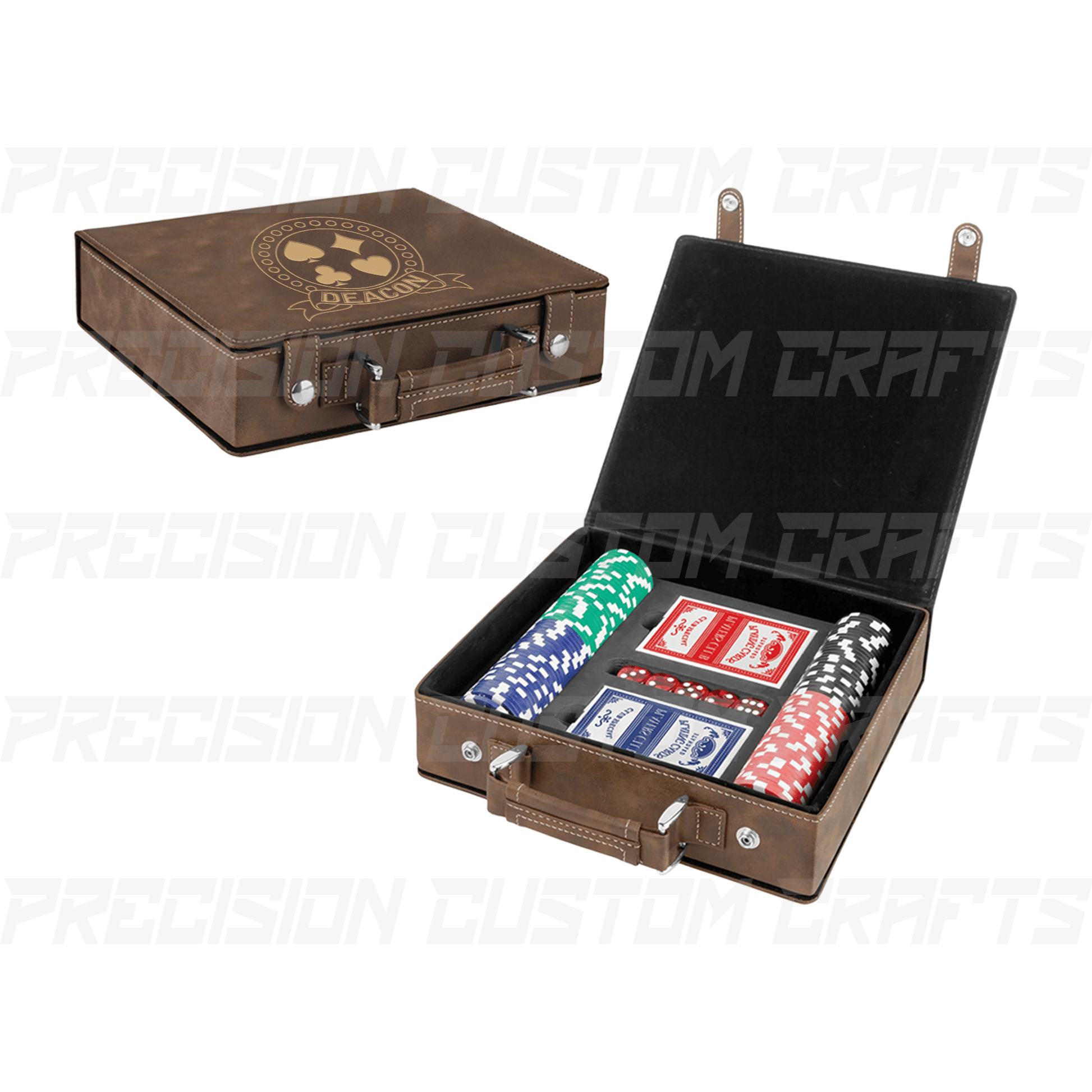 Leatherette Poker Chip & Card Sets - Precision Custom Crafts