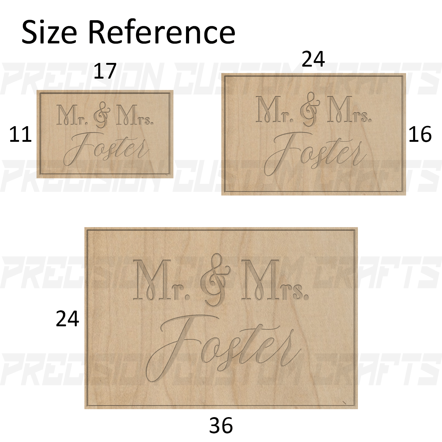 Mr. & Mrs. w/ Last Name Carved Wood Sign - Precision Custom Crafts