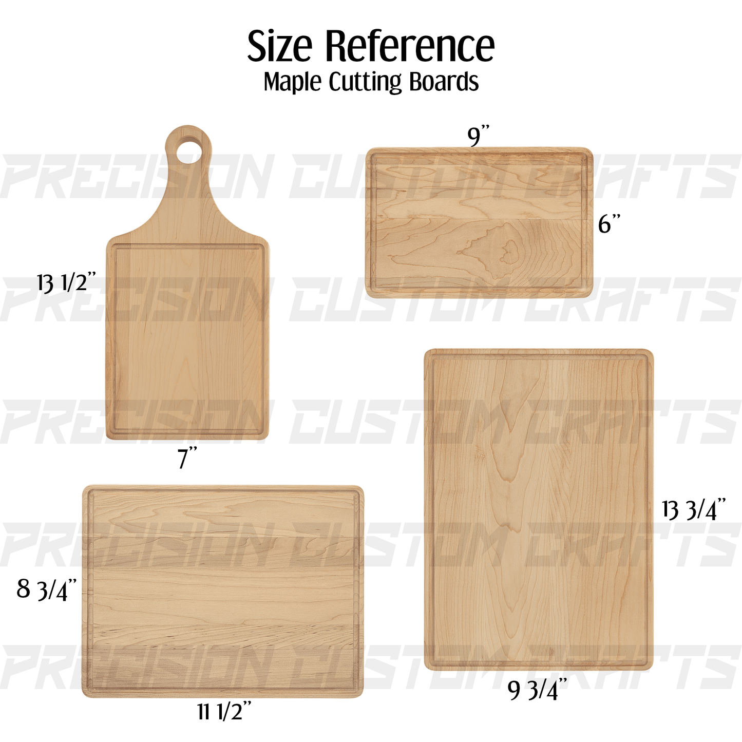 Personalized Cutting Boards Centered Image- Walnut, Maple and Bamboo - Precision Custom Crafts