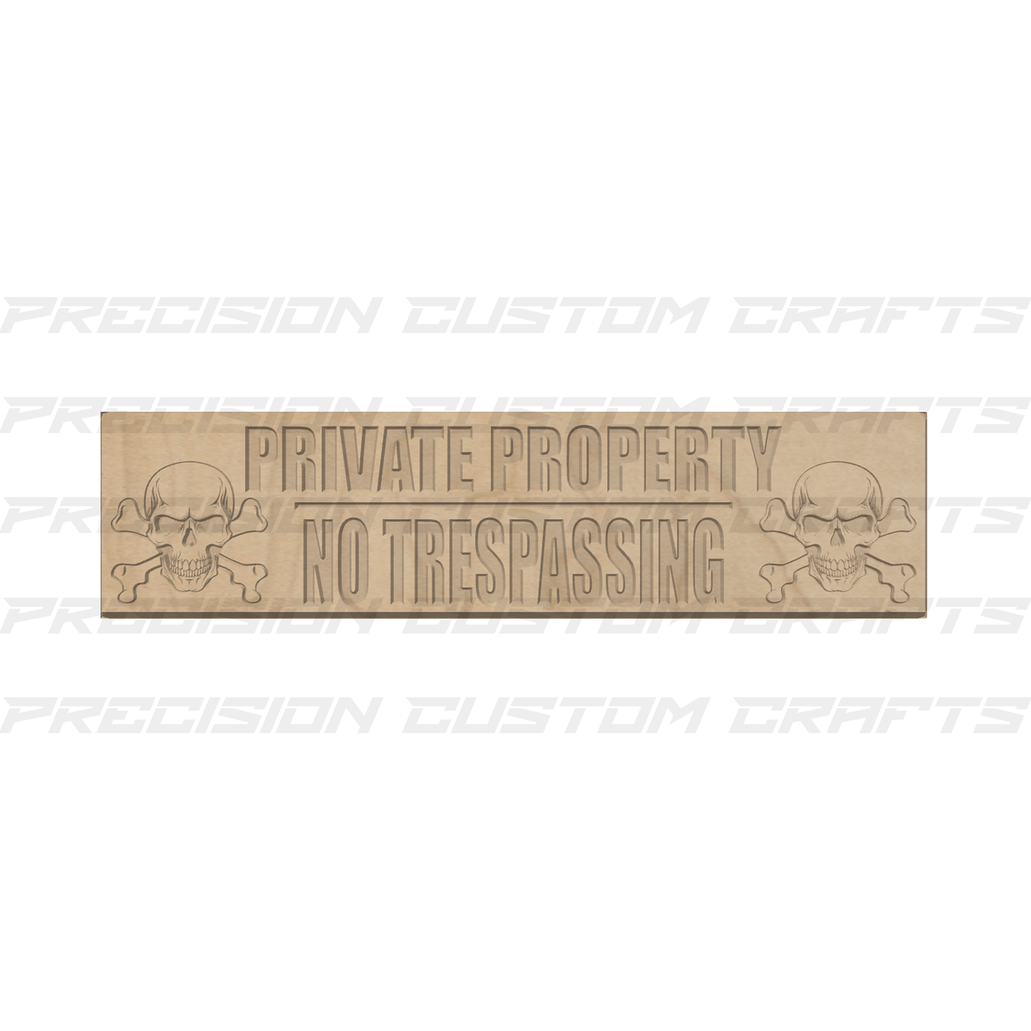 Private Property - No Trespassing Skulls Carved Wood Sign - Precision Custom Crafts