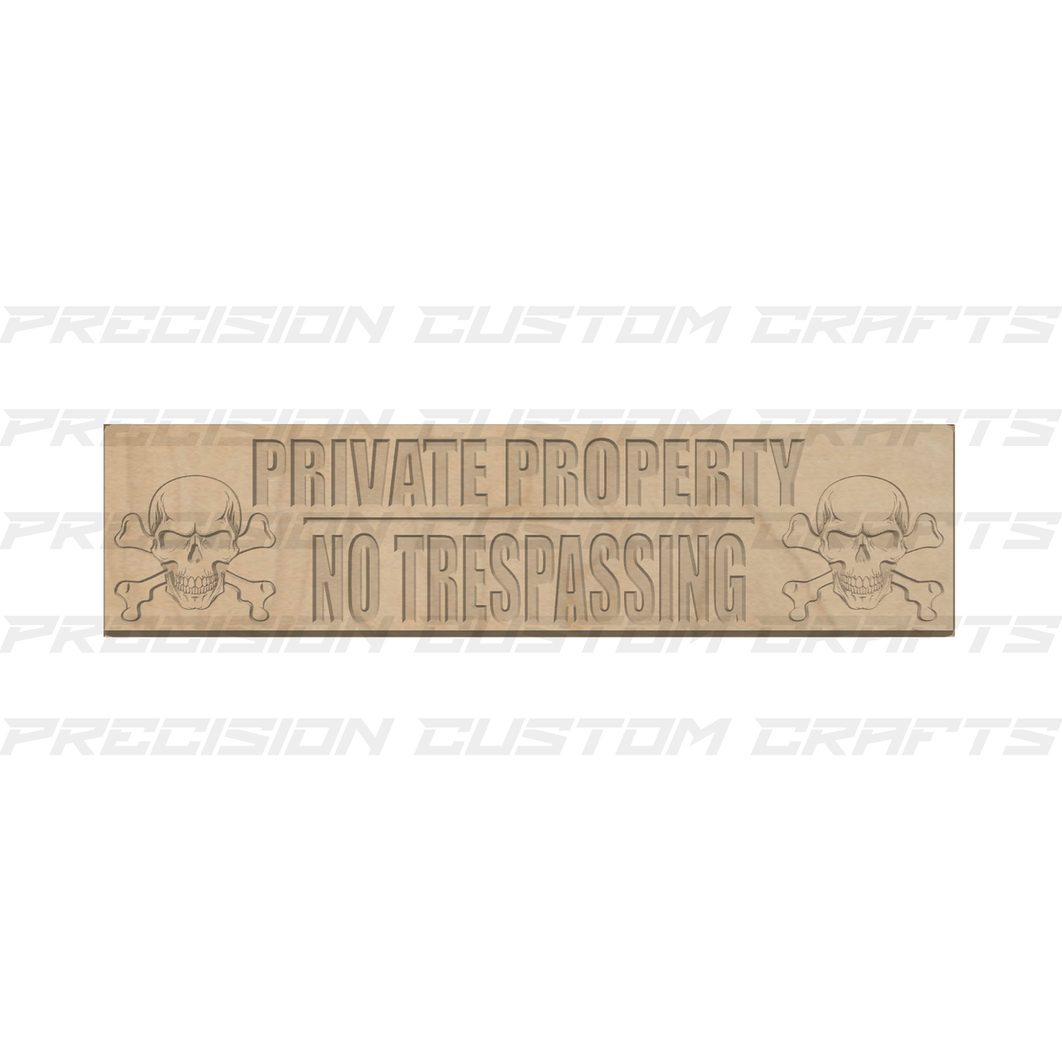 Private Property - No Trespassing Skulls Carved Wood Sign - Precision Custom Crafts