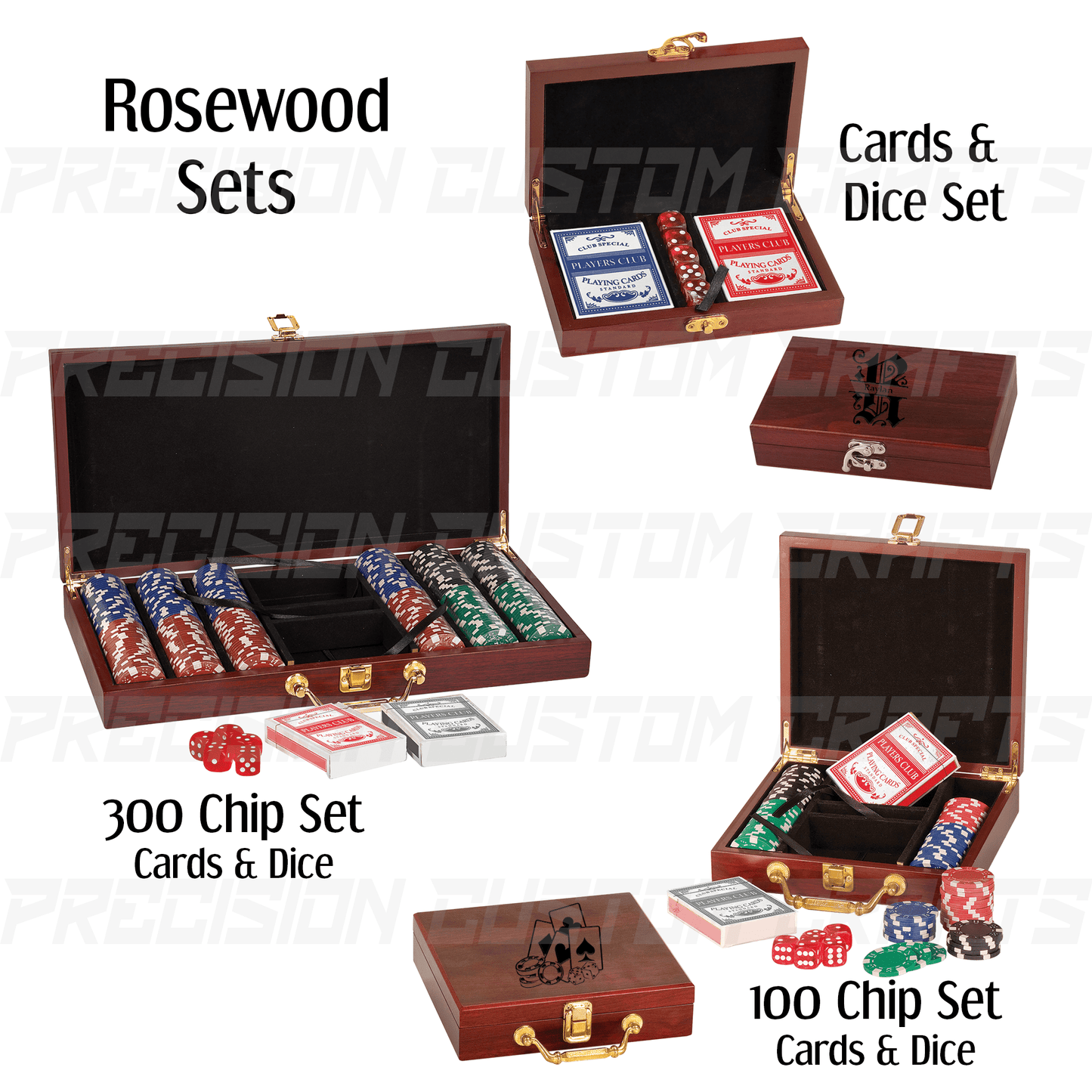 Rosewood Poker Chip & Card Sets - Precision Custom Crafts