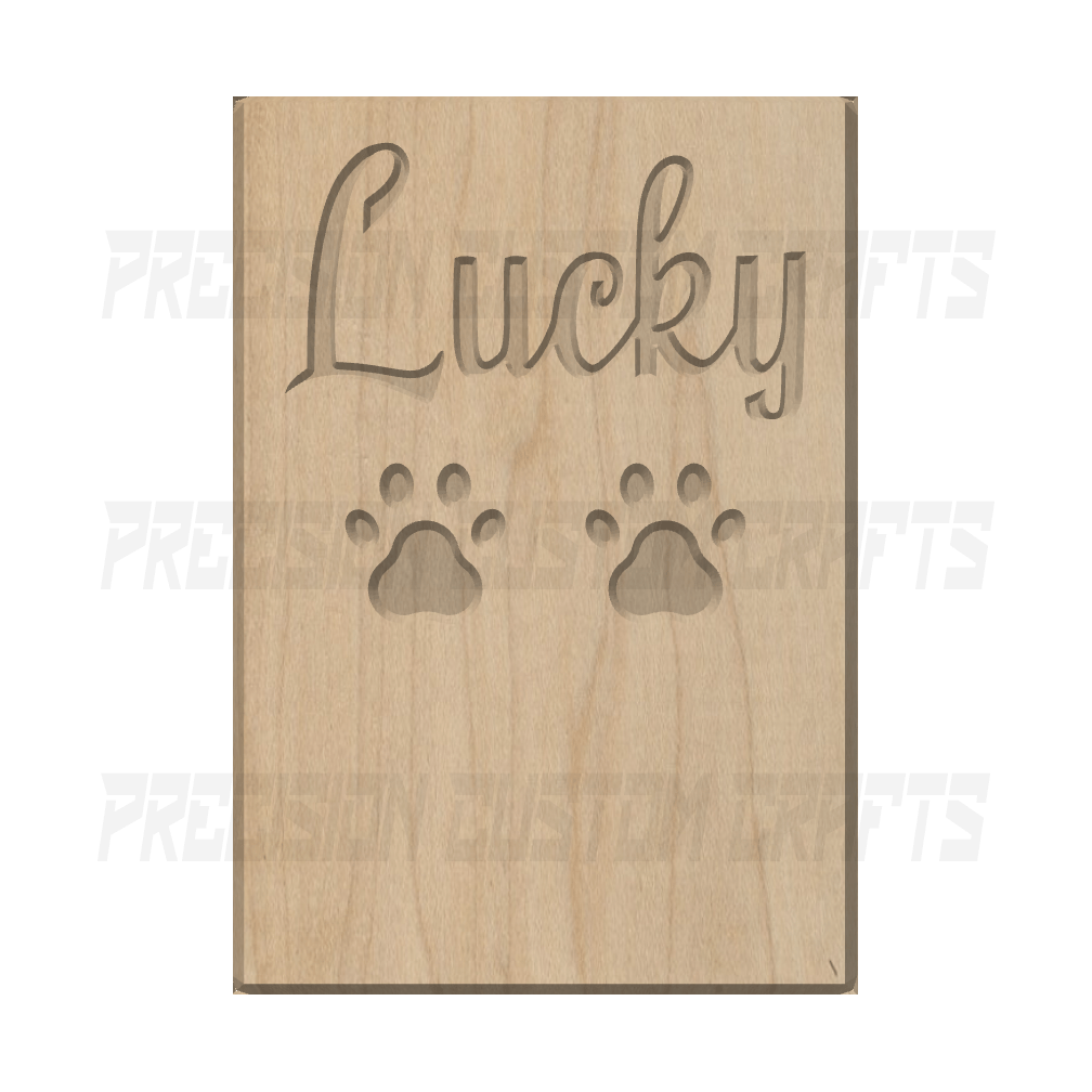 Single Leash Holder w/ Pet Name Carved Wood Sign - Precision Custom Crafts