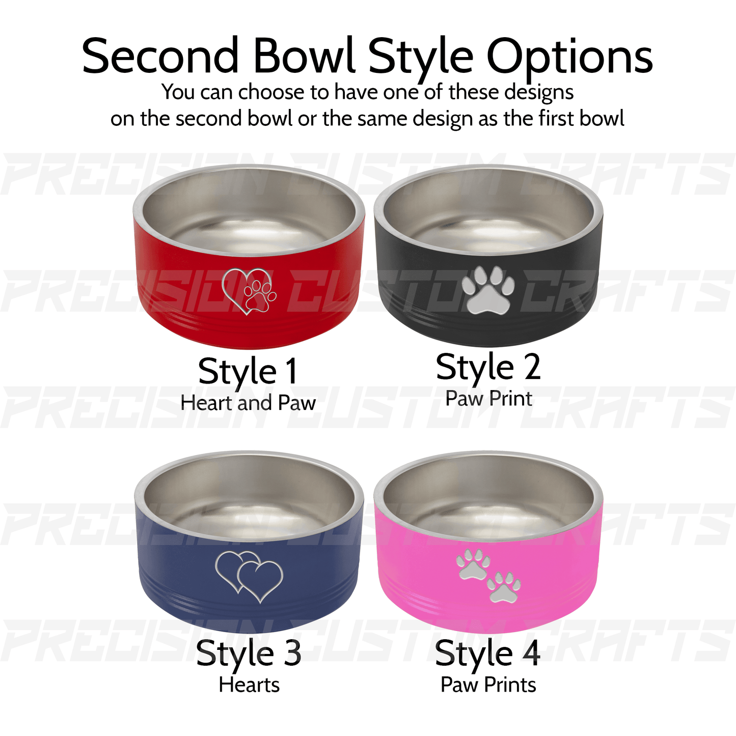 Stainless Steel Pet Bowl (2 Pack) - 18, 32, 64 Ounce - Precision Custom Crafts