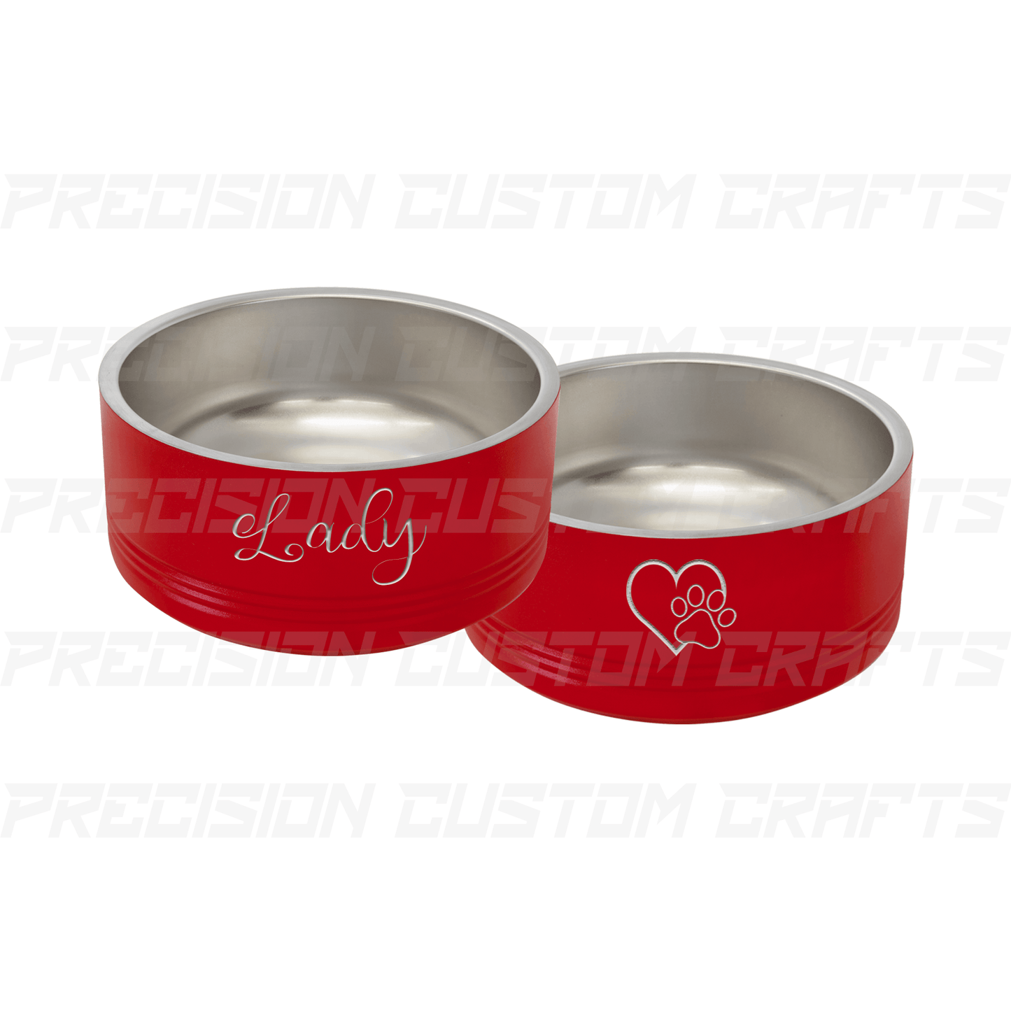 Stainless Steel Pet Bowl (2 Pack) - 18, 32, 64 Ounce - Precision Custom Crafts