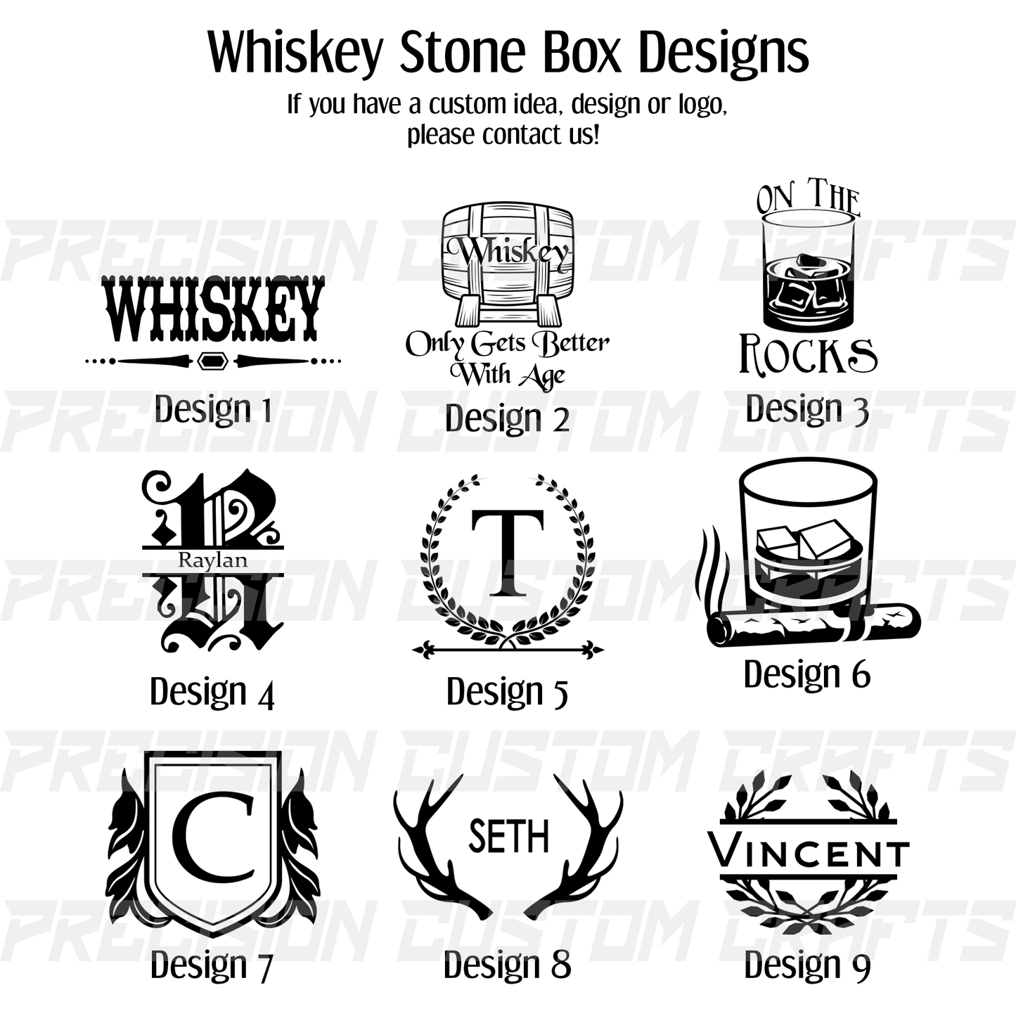 Stainless Steel Whiskey Stone Set in Bamboo Case - Precision Custom Crafts