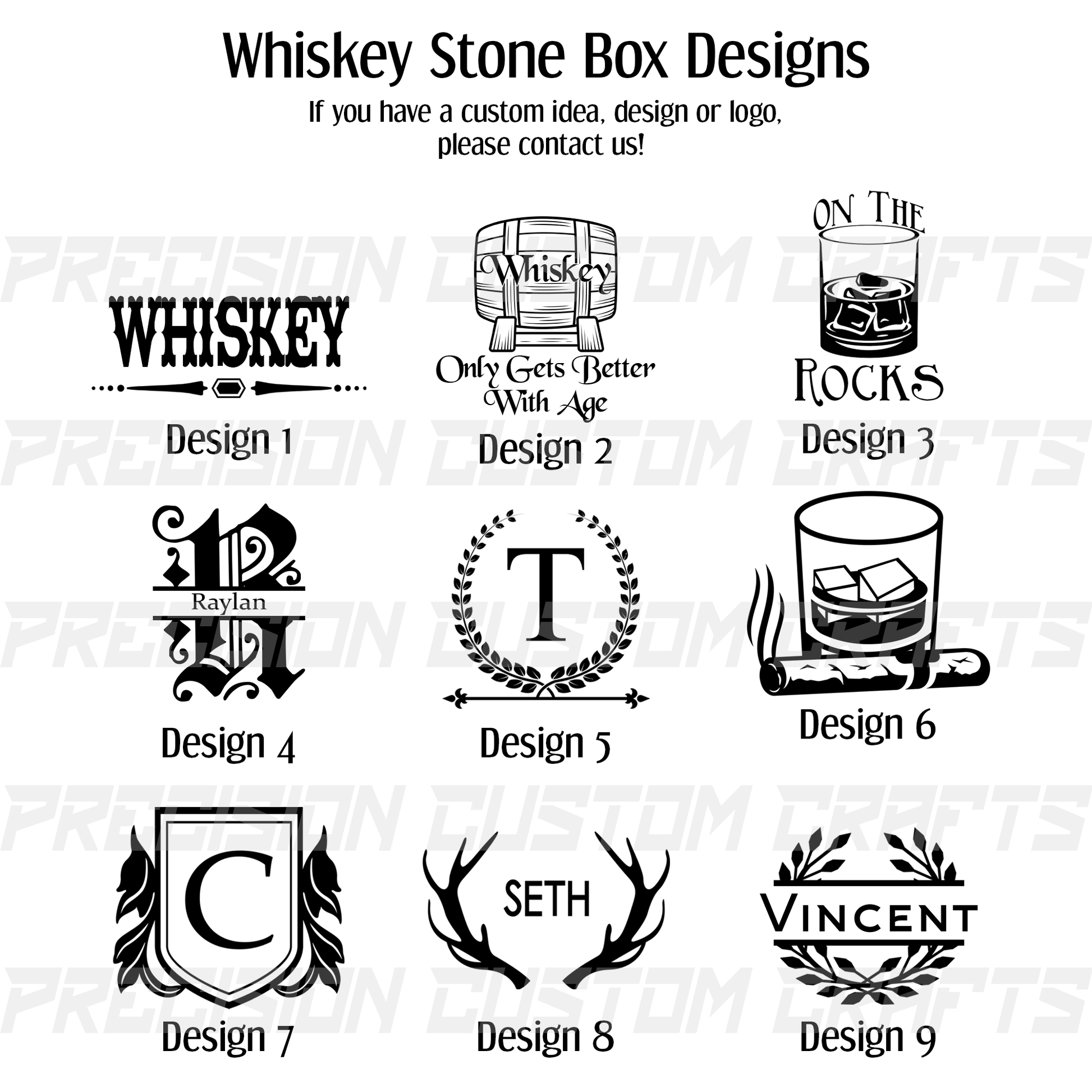 Stainless Steel Whiskey Stone Set in Bamboo Case - Precision Custom Crafts