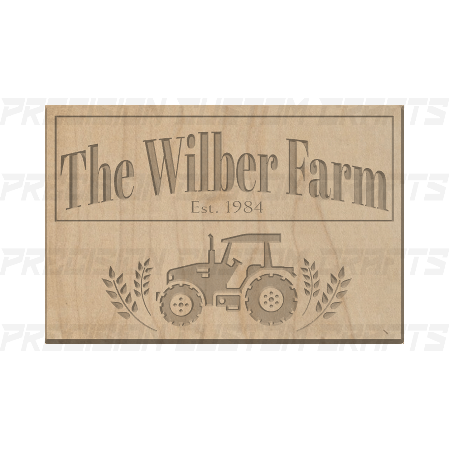 The Farm with Tractor Carved Wood Sign - Precision Custom Crafts