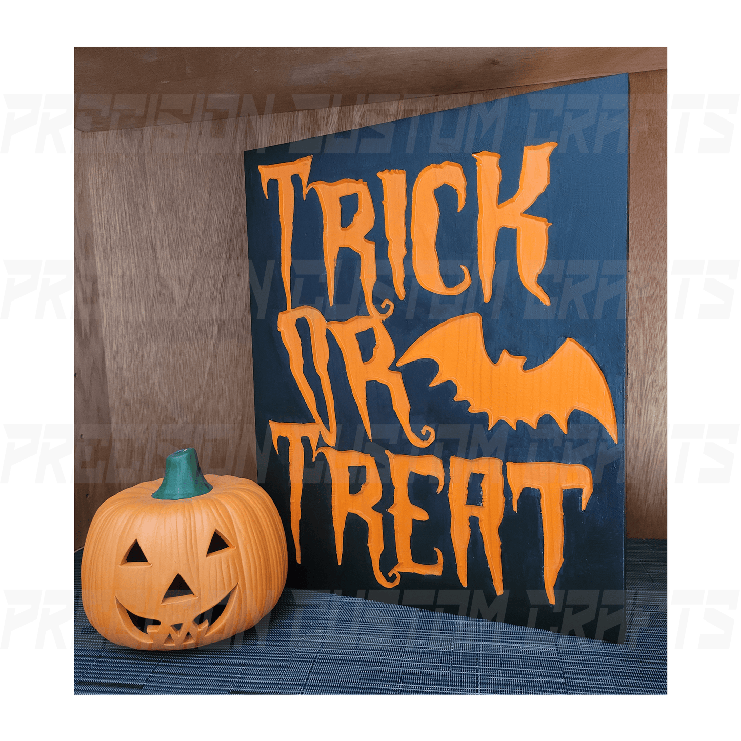 Trick Or Treat Carved Wood Sign - Precision Custom Crafts