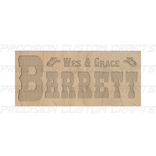 Western Family Name Carved Wood Sign - Precision Custom Crafts